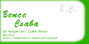 bence csaba business card